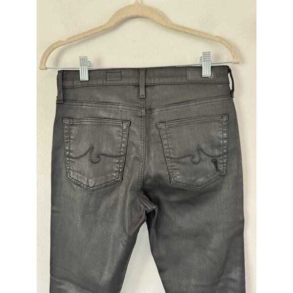 NWOT AG Adriano Goldschmied Farrah Skinny Ankle Black Lacquered Distressed Sz 27 - Picture 7 of 10